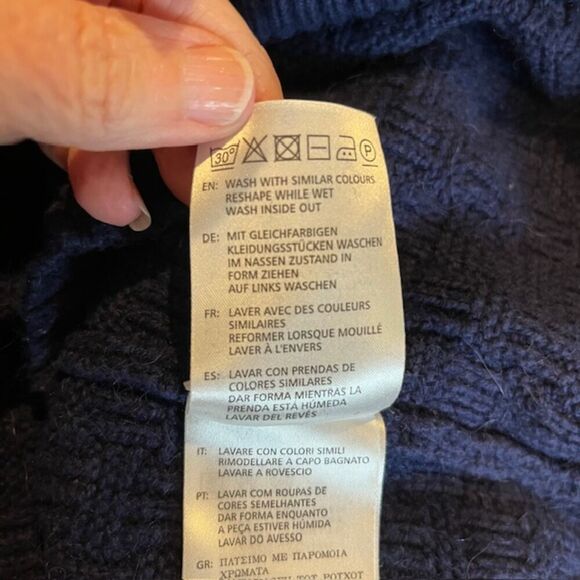 Gant Rugger Wool Blend The Moi Crewneck Basketweave Navy Blue Men's Size Medium - Picture 8 of 10